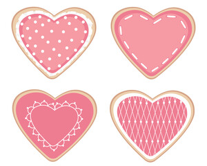 Fototapeta na wymiar Heart shaped cookies Valentines day vector illustration