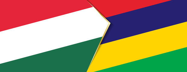Hungary and Mauritius flags, two vector flags.