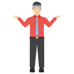 Businessman wearing coronavirus medical face shield Vector Icon Design, Manager Poses and Action illustration, New normal Business character on white background 