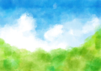 Obraz na płótnie Canvas 背景素材　水彩テクスチャ　夏の空