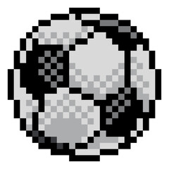 Fototapeta na wymiar A soccer football ball eight bit retro video game style pixel art sports icon