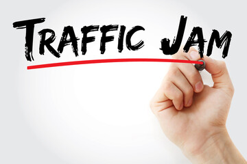 Traffic Jam text with marker, concept background