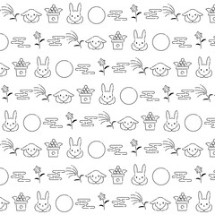 月見 かわいいパターン背景素材