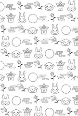 月見 かわいいパターン背景素材