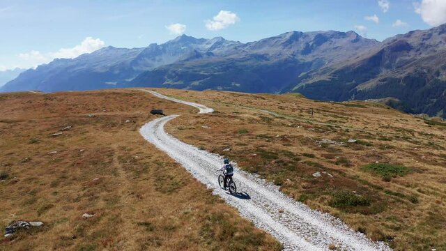 Aerial 4K - Mtb excursion in the high mountains