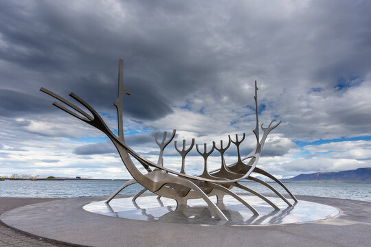 Street view of Solfar, Sun Voyager, Reykjavik, Iceland.