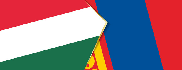 Hungary and Mongolia flags, two vector flags.