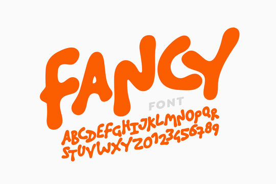 Playful kids style font design, alphabet letters and numbers vector illustration