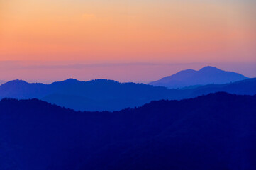 sunset sky on mountain hill, photo with partly blur and also had noise & gain