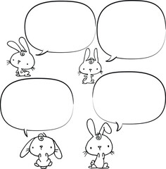 vector cartoon rabbit with speech bubble