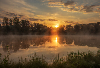 sunrise over the lake, Gułdowy, Cieszyn