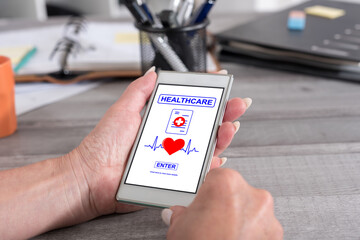 Online healthcare concept on a smartphone