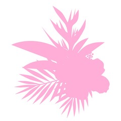 Print Hand-drawing silhouette background collection. Vector palm leaf, flowers. Element for design.