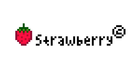 8 bit Pixel strawberry logo image. vector illustration.