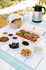 Turkish breakfast with sunny side up eggs