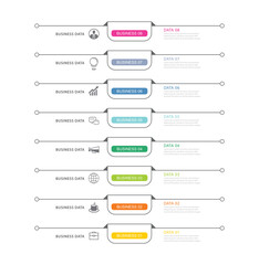 8 data infographics tab index template with thin line design. Vector illustration abstract background. Can be used for workflow layout, business step, banner, web design.