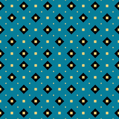 Vector seamless pattern texture background with geometric shapes, colored in blue, yellow, black colors.