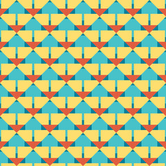 Vector seamless pattern texture background with geometric shapes, colored in yellow, blue, orange colors.