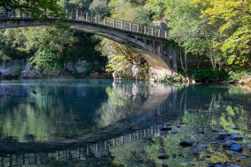 Papingo bridge in a summer morning in a beautiful colorful surrounding