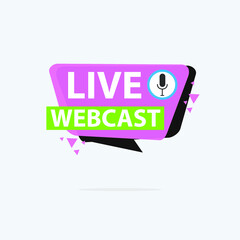 Live Webinar Button, icon, emblem label Vector illustration flat linear badge and banner, scroll, sticker, ribbon, embem, background, poster.