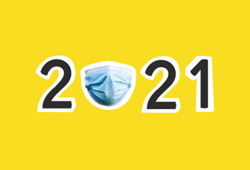 Year 2021 with Surgical Face Mask. happy new year 2021
