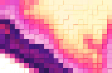 Multi-colored volumetric square tiles illustration.