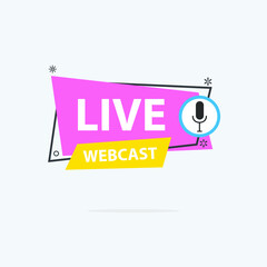 Live Webinar Button, icon, emblem label Vector illustration flat linear badge and banner, scroll, sticker, ribbon, embem, background, poster.