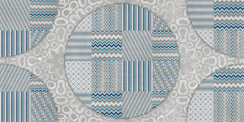 blue circles geometric seamless pattern, patchwork design