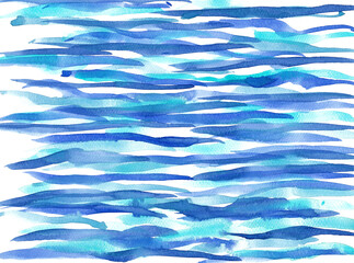 Blue waves, watercolor painting