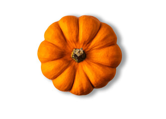 Orange pumpkin from above isolated on white