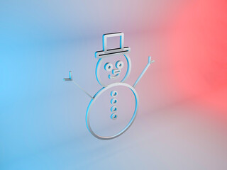 3d illustration christmas background, snowman icon