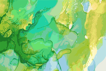 Fototapeta na wymiar Luxury sky blue, green, emerald stone marble texture. Alcohol ink technique abstract vector background. Modern paint in natural colors. Template for banner, poster design. Fluid art painting