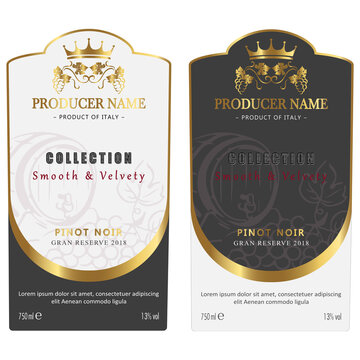 Retro Wine Label Design for Red and White Wine. Set of Vintage label