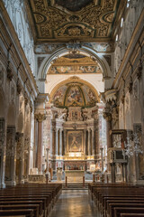 Amalfi, Italy - Aug 05, 2020: Interior of Saint Andrew Cathedral 