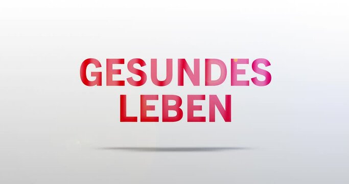 Gesundes Leben. Partikel Logo. Text Animation. Rotes Wort auf grauem Hintergrund. Hochwertiges Intro