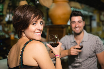 Couple drinking alcohol in restaurant