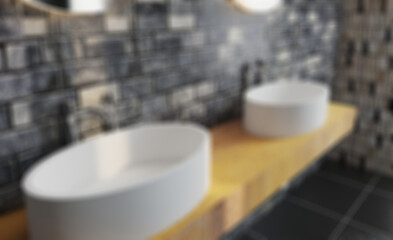 black brick tile with mosaic. modern design.. 3D rendering.. Abstract blur phototography
