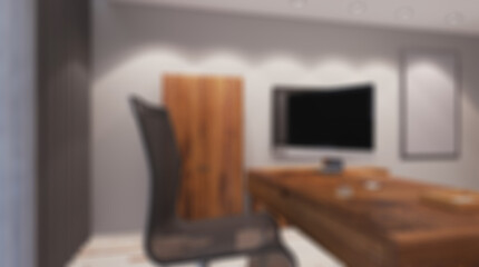 Modern meeting room. 3D rendering.. Blank paintings.  Mockup.. Abstract blur phototography