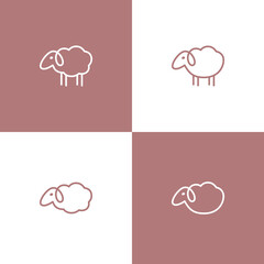 Logo sheep. Natural wool. Fluffy sheep. Minimalism style design - 377292007