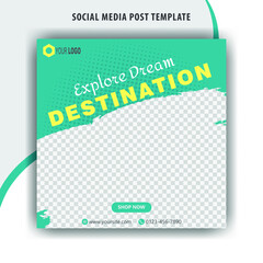 Abstract social media design post travel, Template for social media post, template design for travel ads