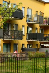 Modern apartment block with balconys