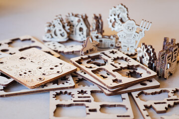 wooden construction set for collecting for children