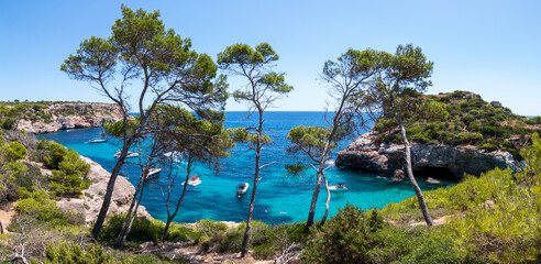 Panoramic view of a beautiful cove in Majorca called 