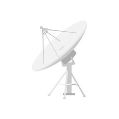 Satellite dishes antenna isolated on white background. Vector illustration.