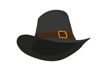 Pilgrim hat on Thanksgiving or capotain flat vector icon.