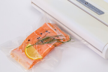 fresh salmon fillet in bag ready for sous vide