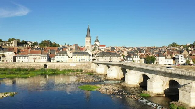 La Charite sur Loire in Europe, France, Burgundy, Nievre, in summer, on a sunny day.
