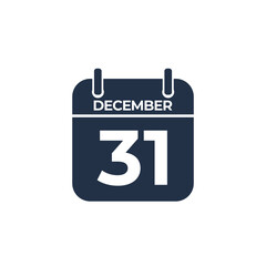 Flat vector calendar icon with the date 31th december.