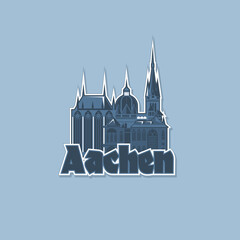 Monochrome badge, magnet of the city of Aachen.