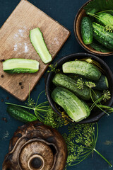 delicious fresh pickled cucumbers on the table